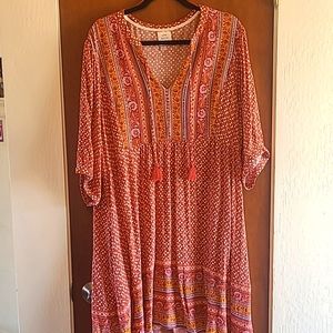 Women's Knox Rose Dresses Boho Flutter Elbow Sleeve A-Line Dress with Tassels